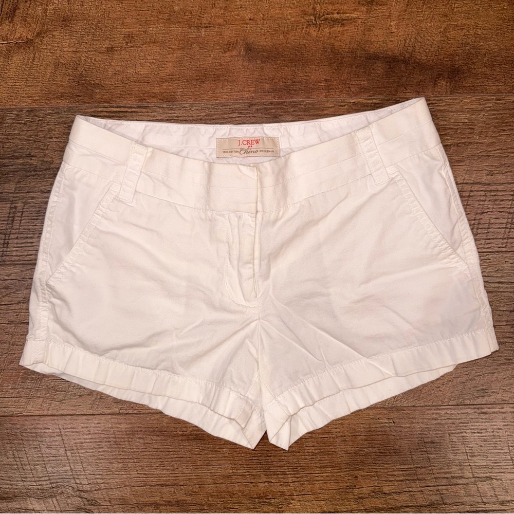 J. Crew Women's White Khaki Chino Shorts Broken-In Style